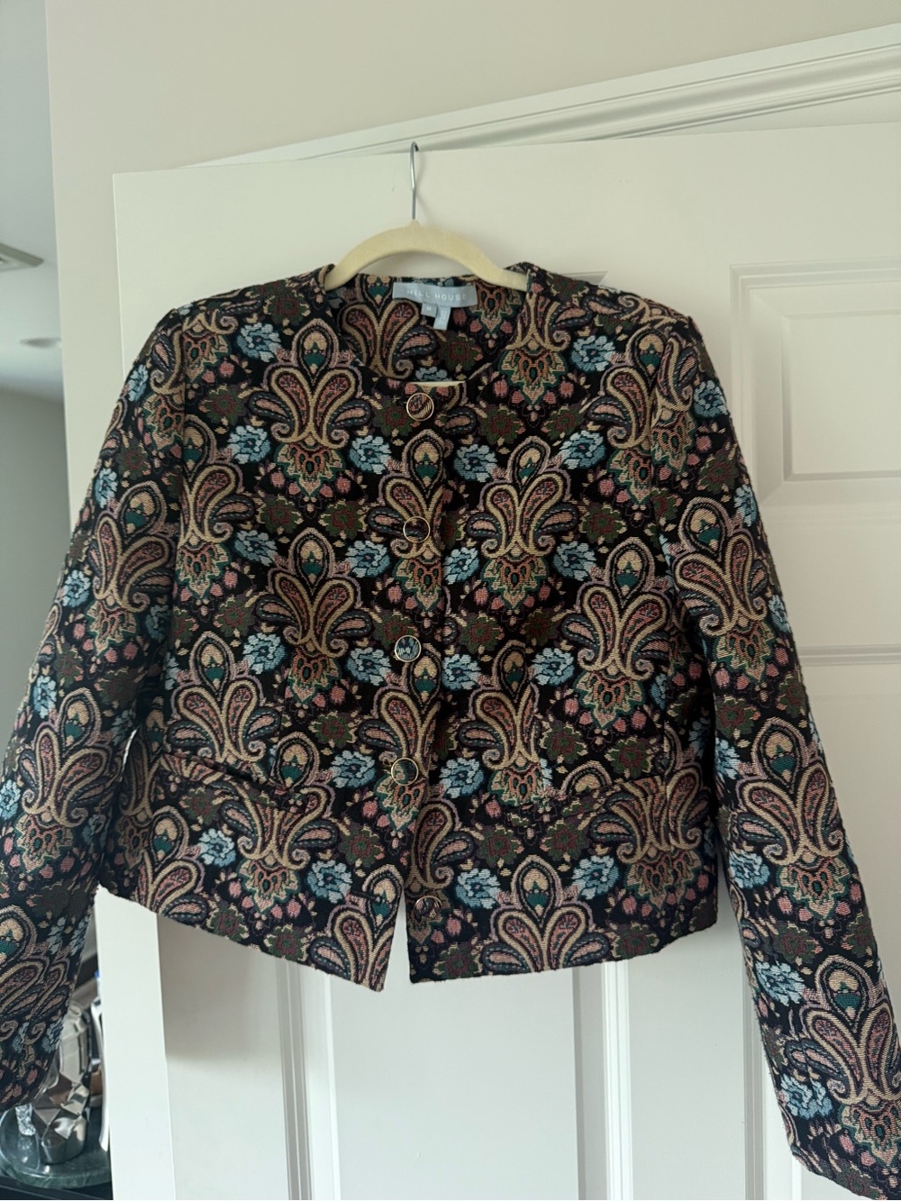 Wool Paisley Quilted Jacket - Black Multi